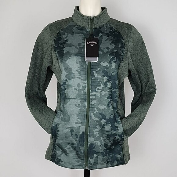 Callaway Women's Weather Series Fleece Jacket Floral Green Camo Sun Protect L - Picture 4 of 14